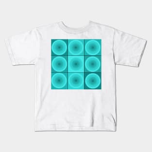 Aqua Geometric Circles and Squares Kids T-Shirt